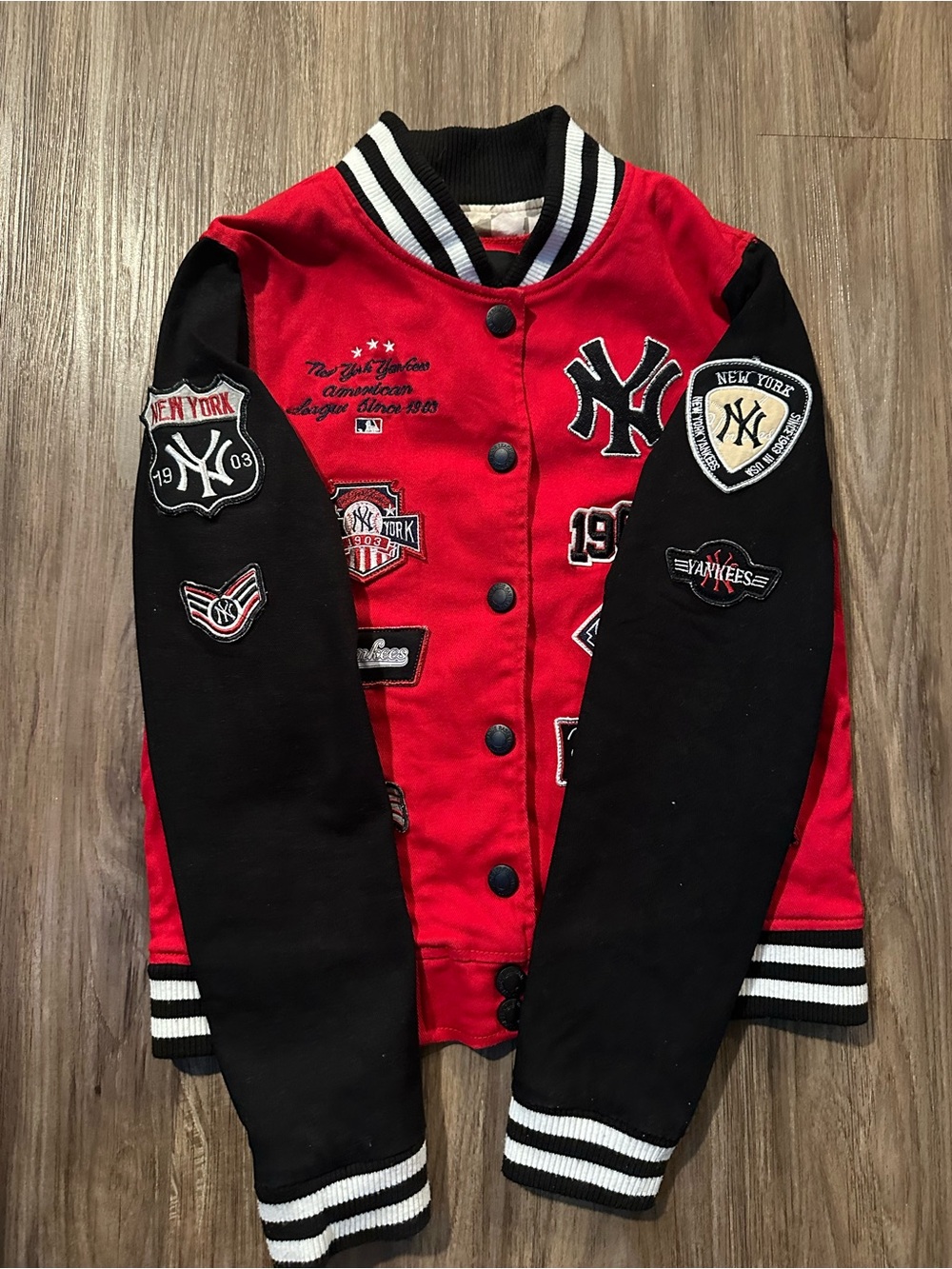 MLB Kids Red and Black Patch Varsity Jacket